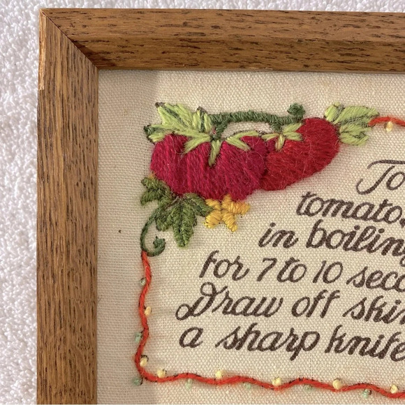 Vintage Handmade Framed Embroidered Kitchen Tips Wall Decor - Picture 4 of 13